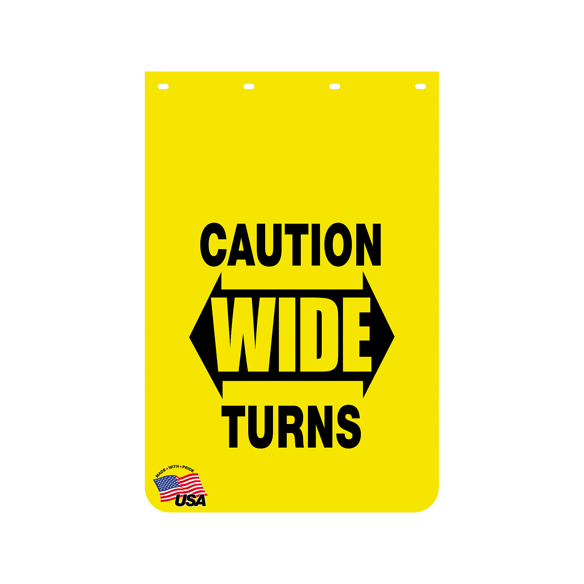 Buyers Products, Caution Wide Turns Yellow Polymer Mudflaps 24x36in., Material Polymer, Model# B2436YC